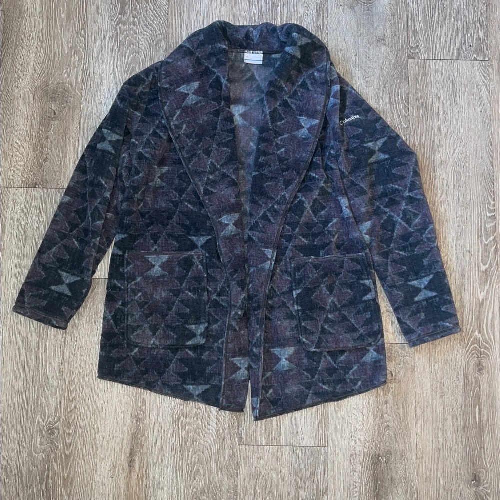 Columbia purple printed Aztec Fleece Jacket size small cardigan